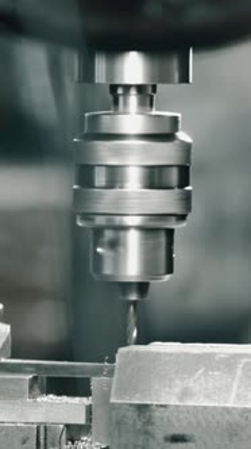 Cnc drilling machine precisely mills metal in workshop