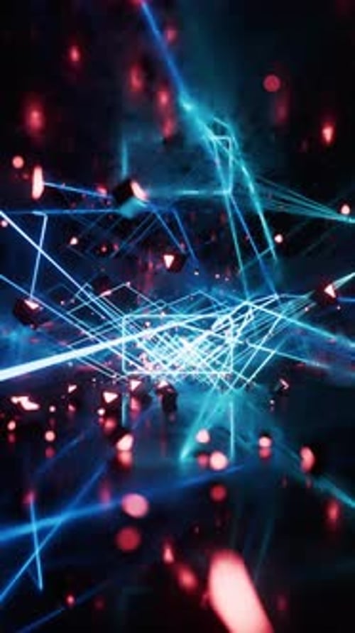 Glowing neon lines tunnel