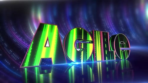 Agile Futuristic Neon Text On Cybernetic Canvas