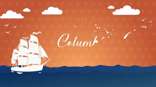 Flat Design Columbus Day Sailing Ship Animation