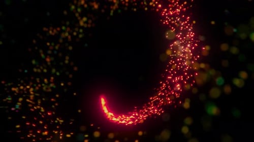 Chaotic Swirling Red Particle Trail On Black