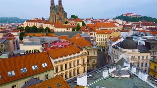 view of downtown Brno, Czech Republic streets and buildings