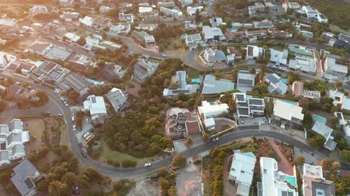 Aerial View Of Cityscape At Camps Bay, Cape Town, South Africa - drone shot