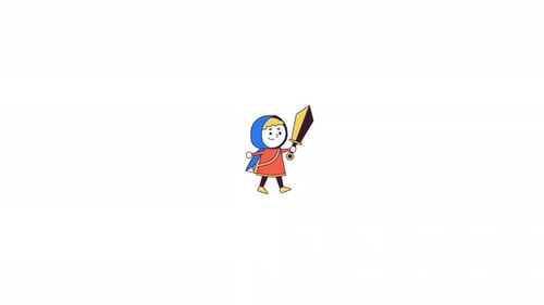 Happy armored warrior line 2D character animation