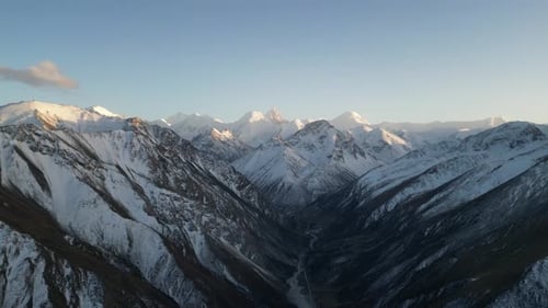 Aerial View Captures the Stunning Snowcapped Mountains Showcasing Their Grandeur and Texture As the