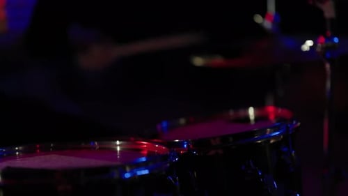 Drum Kit Close-Up in Dark Performance Setting