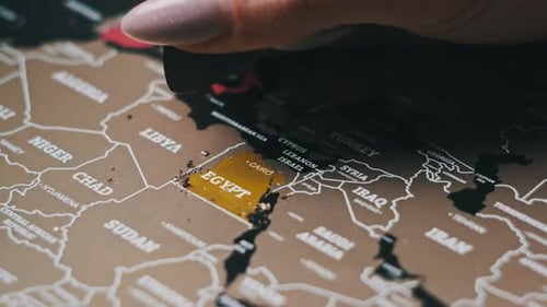 Scratching Egypt Country on the Surface of Scratch World Map