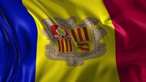 Andorra National Flag Waving with Realistic Fabric Effect