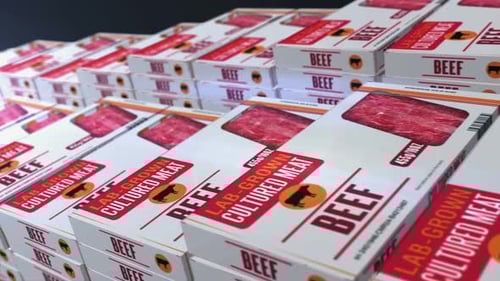 Animated Lab-Grown Cultured Beef Meat Product Boxes
