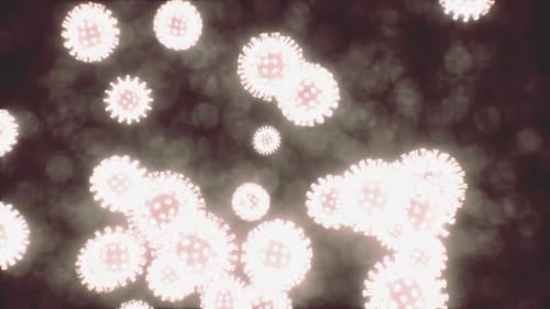 Glowing Virus Cells Floating in Abstract Medical Background