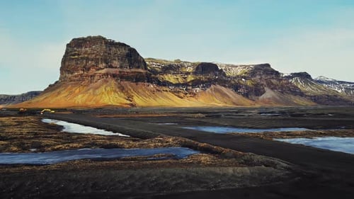 Drone Shot of Majestic Mountain in Iceland
