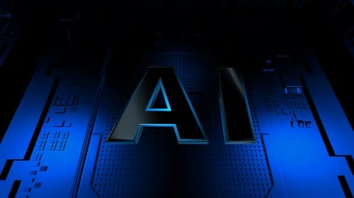 Animation with an Artificial Intelligence Board, Technology, Blue Lights, Innovation Design