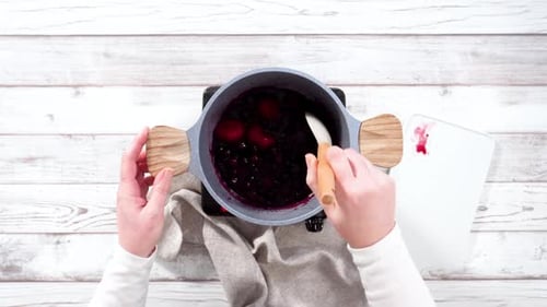 Making Delicious Homemade Berry Sauce in Pot