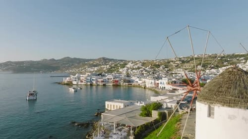 Aerial view of Chora, Mykonos Island, Greece