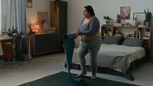 Woman Preparing Place for Workout