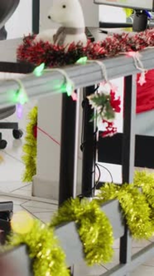 Christmas Decorations in Workplace Office Environment