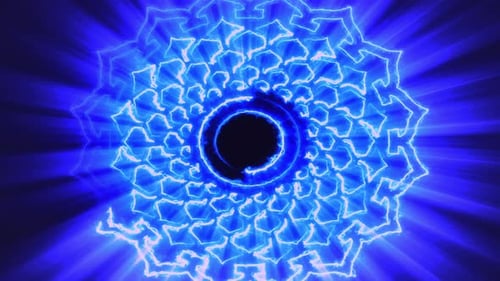 Blue Neon Glowing Mandala Abstract Energy Loop
