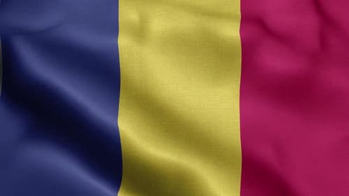 Waving Flag of Chad with Realistic Fabric Texture Seamless Loop