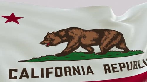 Waving California Republic State Flag Animation Loop