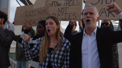 Group of People Protesting Together Outdoors