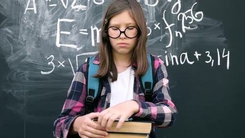 Student Thinking Hard Finds Math Answer in School