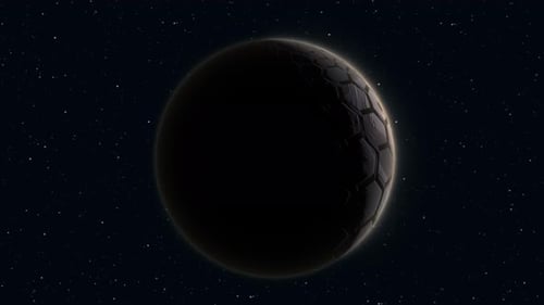 Abstrakte Planeten, realistische futuristische runde Kugel vor dem Hintergrund von Sternen im Weltraum.