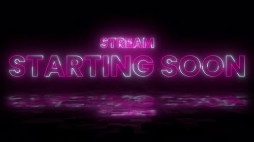 Stream starting soon neon text animation suitable for video live streaming. Looped Glowing Light 4K.
