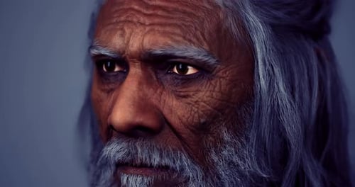 Un anciano con cabello gris mira pensativo a lo lejos