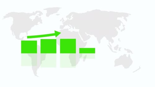 Animated Flat Design Bar Chart Growth with World Map