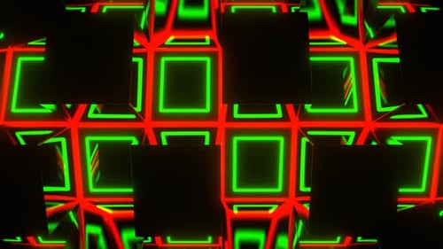 Green And Red Cylindrical Neon Moving Background Vj Loop In 4K