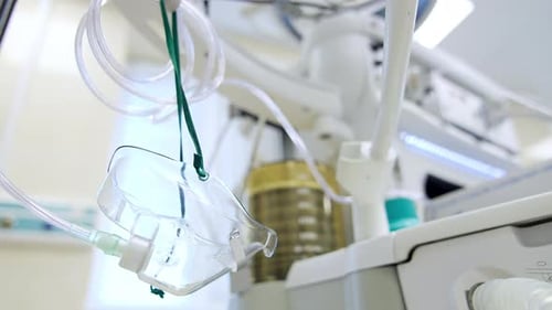 Oxygen Mask in Hospital Room Close Up