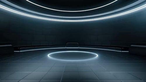 Futuristic Neon Lighted 3D Stage Virtual Studio Background