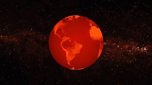 Vorderansicht des rotierenden Erdplaneten mit Sternen, Milchstraße, sich drehende Erdplanetenkugel. 1328