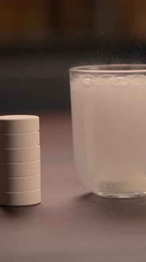 In Wasser aufgelöste Brausetabletten sorgen für ein erfrischendes und sprudelndes Erlebnis