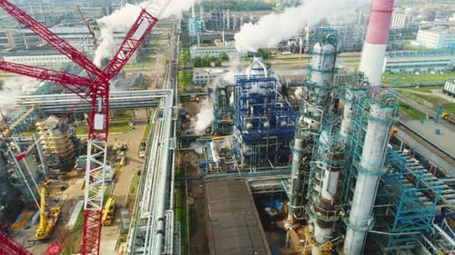 Industrial Factory Territory Covered with Smoke