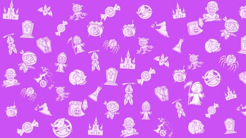 Flat Design Halloween Icons Animated Seamless Loop Background