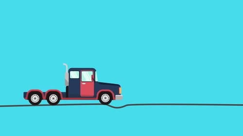 Flat Design Cartoon Truck Driving Animation