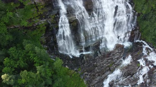 Camera at the bottom of the Tvindefossen waterfall in Norway.