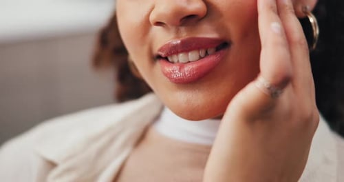 Closeup, hands or woman in clinic for toothache, cavity or gum disease in consultation for help
