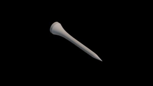 White Golf Tee on Black Background