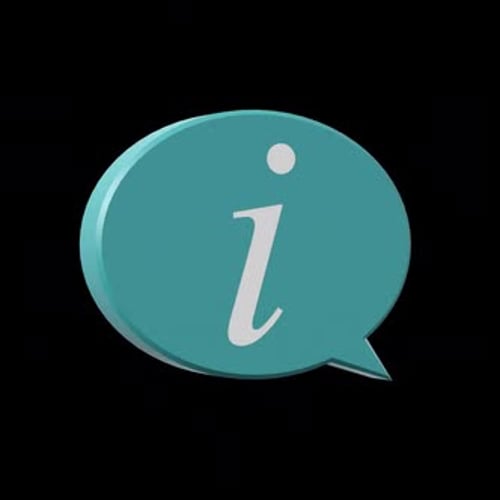 Rotating 3D Information Speech Bubble Icon Animation