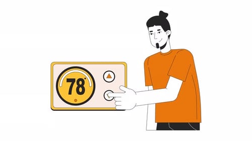 Animated Person Adjusting Digital Display Counter