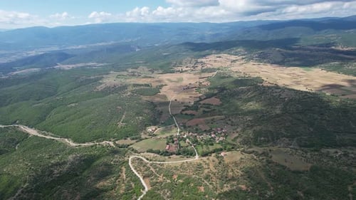 Aerial View Green Mountain Terrain