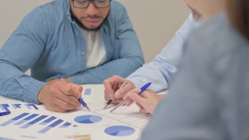 Close up of Working on Office Documents\