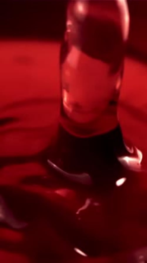 Super Slow Motion Drop of Wine Falls Into a Glass of Splashes Filmed on a Highspeed Camera at 1000