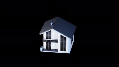 Animación de una casa moderna con canal ALPHA. Render 3D