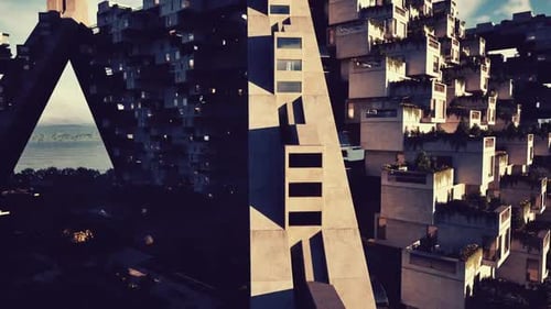 Arquitectura urbana moderna al atardecer