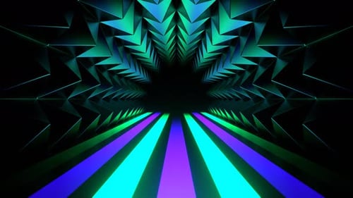 Purple And Turquoise Neon Line Spike Tunnel Background Vj Loop In 4K