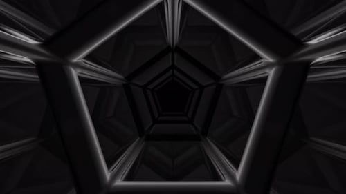 Dark Hexagon Tunnel with Reflections Seamless Animation Background