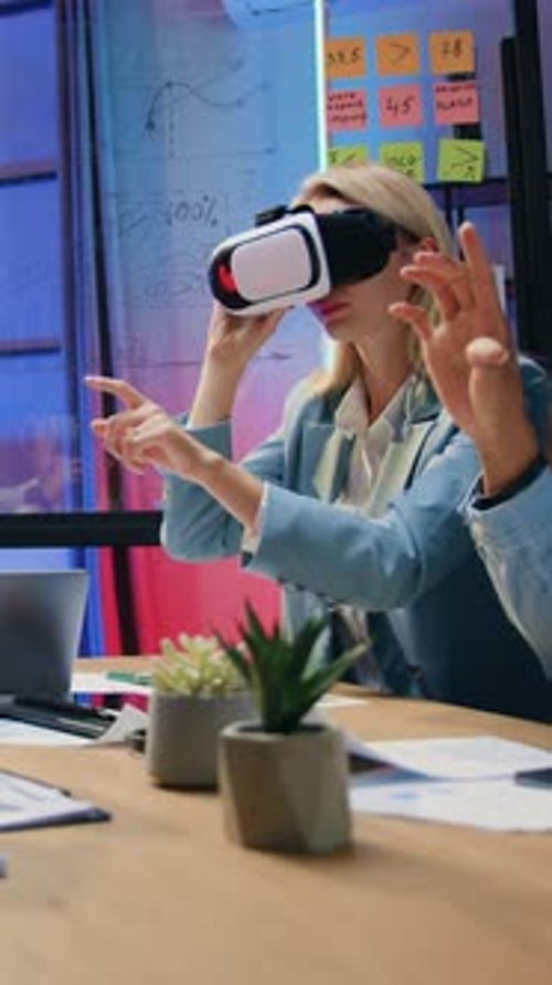 Workflow in Office of Likable Concentrated Qualified Modern Male and Female Workmates Which Working